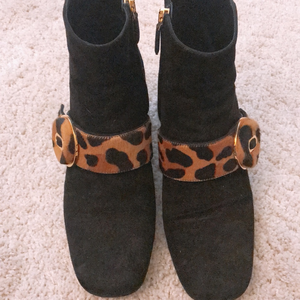Prada 1T740H ankle booties black leopard suede 6.5